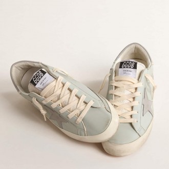Golden Goose Baby-Blue Nappa Super-Star With Grey Leather Star And Heel Tab