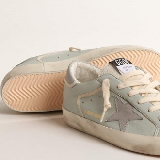 Golden Goose Baby-Blue Nappa Super-Star With Grey Leather Star And Heel Tab