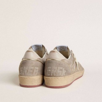Golden Goose Ball Star In Beige Suede With Gold Metallic Leather Star And Bead Lettering Golden Goose Ball Star In Beige Suede With Gold Metallic Leather Star And Bead Lettering