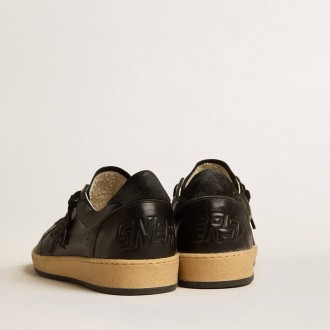 Golden Goose Ball Star In Black Nappa With Black Glitter Star And Suede Heel Tab