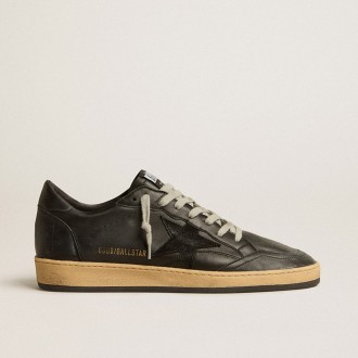 Golden Goose Ball Star In Black Nappa With Suede Star And Nappa Heel Tab