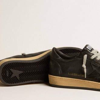 Golden Goose Ball Star In Black Nappa With Suede Star And Nappa Heel Tab