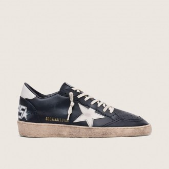 Golden Goose Ball Star In Black Nappa With White Leather Star And Heel Tab