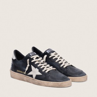 Golden Goose Ball Star In Black Nappa With White Leather Star And Heel Tab