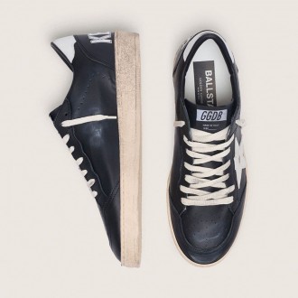 Golden Goose Ball Star In Black Nappa With White Leather Star And Heel Tab