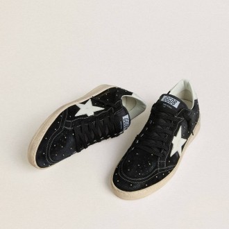 Golden Goose Ball Star In Black Suede With Studs And White Leather Star Golden Goose Ball Star In Black Suede With Studs And White Leather Star