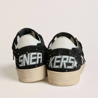 Golden Goose Ball Star In Black Suede With Studs And White Leather Star Golden Goose Ball Star In Black Suede With Studs And White Leather Star