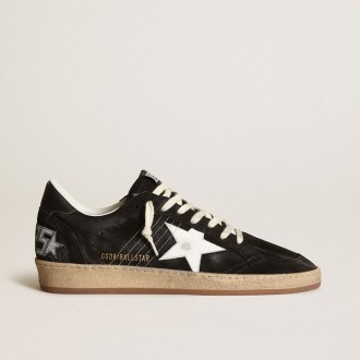 Golden Goose Ball Star In Black Suede With White Leather Star