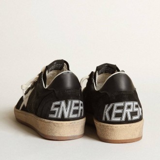 Golden Goose Ball Star In Black Suede With White Leather Star Golden Goose Ball Star In Black Suede With White Leather Star