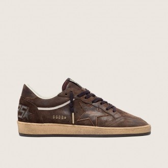 Golden Goose Ball Star In Brown Suede With Brown Leather Star And Heel Tab