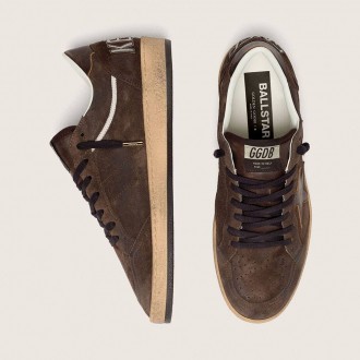 Golden Goose Ball Star In Brown Suede With Brown Leather Star And Heel Tab