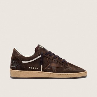 Golden Goose Ball Star In Brown Suede With Brown Leather Star And Heel Tab