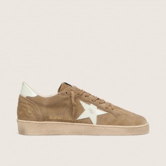 Golden Goose Ball Star In Brown Suede With White Leather Star