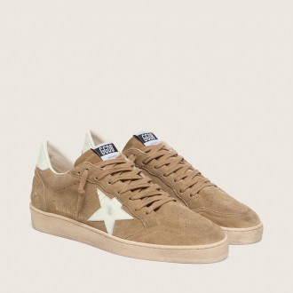 Golden Goose Ball Star In Brown Suede With White Leather Star Golden Goose Ball Star In Brown Suede With White Leather Star