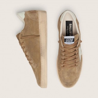 Golden Goose Ball Star In Brown Suede With White Leather Star Golden Goose Ball Star In Brown Suede With White Leather Star