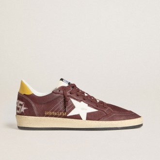 Golden Goose Ball Star In Chocolate Nubuck With Leather Star And Heel Tab