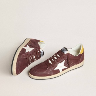 Golden Goose Ball Star In Chocolate Nubuck With Leather Star And Heel Tab