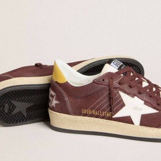 Golden Goose Ball Star In Chocolate Nubuck With Leather Star And Heel Tab