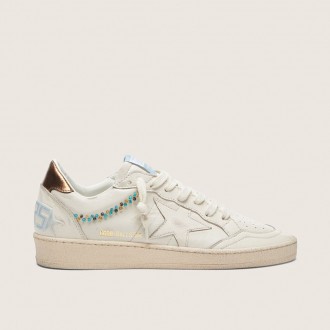 Golden Goose Ball Star In Cream Leather With Tone-On-Tone Star And Beads