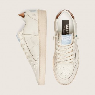 Golden Goose Ball Star In Cream Leather With Tone-On-Tone Star And Beads