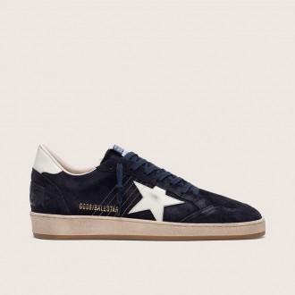 Golden Goose Ball Star In Dark Blue Suede With White Leather Star