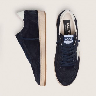 Golden Goose Ball Star In Dark Blue Suede With White Leather Star