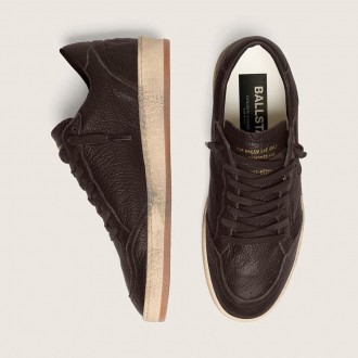 Golden Goose Ball Star In Dark Brown Leather With Tone-On-Tone Leather Star