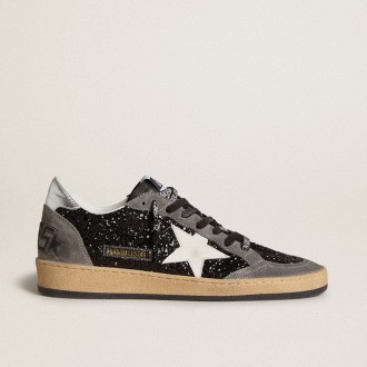 Golden Goose Ball Star In Glitter With Leather Star And Metallic Leather Heel Tab