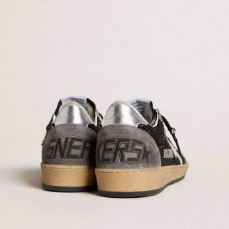 Golden Goose Ball Star In Glitter With Leather Star And Metallic Leather Heel Tab Golden Goose Ball Star In Glitter With Leather Star And Metallic Leather Heel Tab