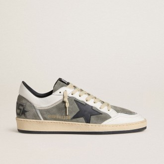 Golden Goose Ball Star In Gray Suede With Black Leather Star And White Nappa Leather Inserts