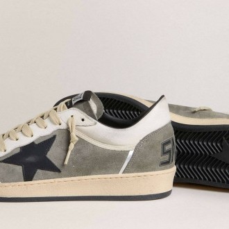 Golden Goose Ball Star In Gray Suede With Black Leather Star And White Nappa Leather Inserts