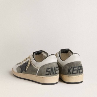Golden Goose Ball Star In Gray Suede With Black Leather Star And White Nappa Leather Inserts
