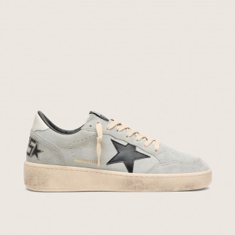 Golden Goose Ball Star In Gray Suede With Black Leather Star