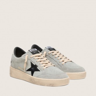 Golden Goose Ball Star In Gray Suede With Black Leather Star