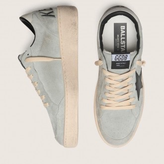 Golden Goose Ball Star In Gray Suede With Black Leather Star