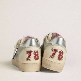 Golden Goose Ball Star In Gray Suede With Blue Nubuck Star And Laminated Leather Heel Tab