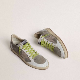Golden Goose Ball Star In Gray Suede With Old Rose Suede Star And Beige Leather Heel Tab Golden Goose Ball Star In Gray Suede With Old Rose Suede Star And Beige Leather Heel Tab