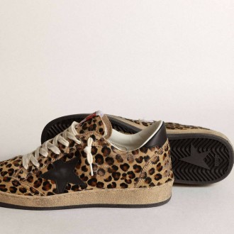 Golden Goose Ball Star In Leo-Print Pony Skin, Black Leather Star &Amp; Heel Tab Golden Goose Ball Star In Leo-Print Pony Skin, Black Leather Star &Amp; Heel Tab