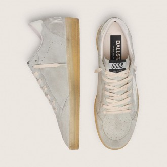 Golden Goose Ball Star In Light Gray Suede With White Leather Star