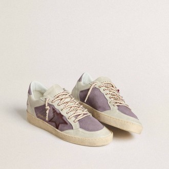 Golden Goose Ball Star In Lilac Suede With Burgundy Leather Star And Lilac Suede Heel Tab Golden Goose Ball Star In Lilac Suede With Burgundy Leather Star And Lilac Suede Heel Tab