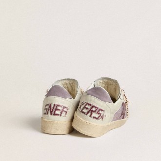 Golden Goose Ball Star In Lilac Suede With Burgundy Leather Star And Lilac Suede Heel Tab Golden Goose Ball Star In Lilac Suede With Burgundy Leather Star And Lilac Suede Heel Tab