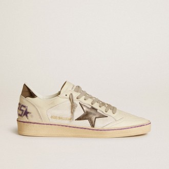 Golden Goose Ball Star In Mesh And Leather With Metallic Leather Star And Heel Tab