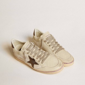 Golden Goose Ball Star In Mesh And Leather With Metallic Leather Star And Heel Tab