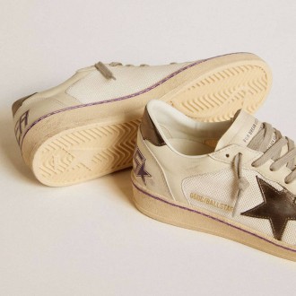 Golden Goose Ball Star In Mesh And Leather With Metallic Leather Star And Heel Tab