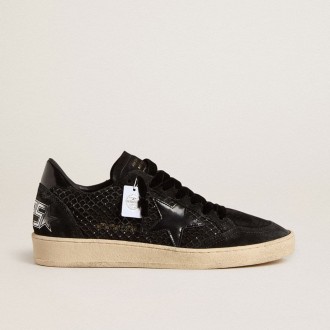 Golden Goose Ball Star In Mesh With Swarovski Crystals And Black Laminated Leather Star And Heel Tab