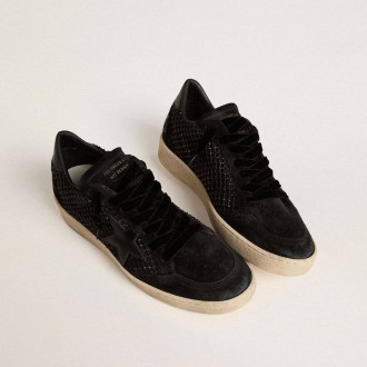 Golden Goose Ball Star In Mesh With Swarovski Crystals And Black Laminated Leather Star And Heel Tab