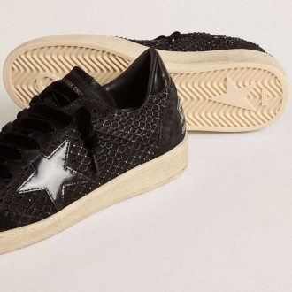 Golden Goose Ball Star In Mesh With Swarovski Crystals And Black Laminated Leather Star And Heel Tab