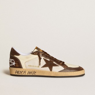 Golden Goose Ball Star In Nappa And Mesh With Suede Star And Brown Leather Inserts