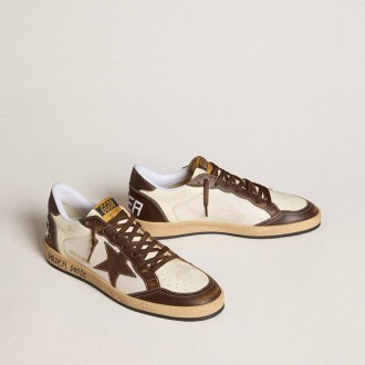 Golden Goose Ball Star In Nappa And Mesh With Suede Star And Brown Leather Inserts