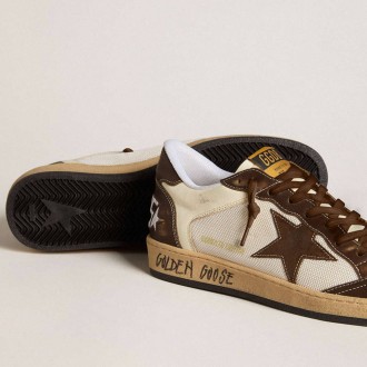Golden Goose Ball Star In Nappa And Mesh With Suede Star And Brown Leather Inserts